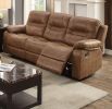 1pc Motion Sofa Only Dark Brown Color Breathable Leatherette Leatherette 3-Seat Couch Plush Armrest Cushion Seating Relax Living Room Furniture