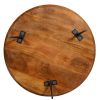 Round Mango Wood Coffee Table With Splayed Metal Legs, Brown and Black