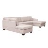 Ustyle Modern Large U-Shape Sectional Sofa, Double Extra Wide Chaise Lounge Couch, Beige