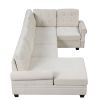 120" Modern U-Shaped Corner Sectional Sofa Upholstered Linen Fabric Sofa Couch for Living Room, Bedroom, Beige