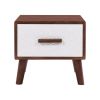 U-Can 3 Piece TV Stand set, 1 TV Stand and 2 End Tables with Drawers and Embossed Patterns for Living Room, Brown+White