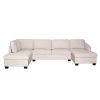 Ustyle Modern Large U-Shape Sectional Sofa, Double Extra Wide Chaise Lounge Couch, Beige