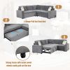 83" L-Shaped Pull Out Sofa Bed Modern Convertible Sleeper Sofa with 2 USB ports, 2 Power Sockets and 3 Pillows for Living Room, Bedroom, Office, Gray