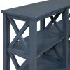 TREXM Console Table with 3-Tier Open Storage Spaces and "X" Legs, Narrow Sofa Entry Table for Living Room, Entryway and Hallway (Navy Blue)