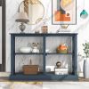 TREXM Console Table with 3-Tier Open Storage Spaces and "X" Legs, Narrow Sofa Entry Table for Living Room, Entryway and Hallway (Navy Blue)