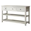 Console Table with Wood Frame and Legs; Sofa Table Entryway Table with 3 Drawers and 2 Open Shelves Antique White