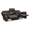Contemporary Brown Faux Leather Upholstered 1pc Double Reclining Sofa w/ Center Drop-Down Cup Holder Living Room Furniture