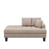 64" Deep Tufted Upholstered Textured Fabric Chaise Lounge,Toss Pillow included,Living room Bedroom Use,Warm Gray