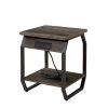 Side Table with Charging Station, Set of 2 End Tables with USB Ports and Sockets, Bedside Tables in Living Room, Bedroom, Dark Grey,17.32'' W x 17.32'