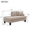 64" Deep Tufted Upholstered Textured Fabric Chaise Lounge,Toss Pillow included,Living room Bedroom Use,Warm Gray