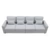 [VIDEO provided] [New] 104" 4-Seater Modern Linen Fabric Sofa with Armrest Pockets and 4 Pillows,Minimalist Style Couch for Living Room, Apartment, Of