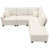[VIDEO provided][New]89.8*60.2" Modern Sectional Sofa,5-Seat Modular Couch Set with Convertible Ottoman,L-Shape Linen Fabric Corner Couch Set with 2 P