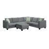 [VIDEO provided] 112*87" Sectional Sofa Couches Living Room Sets 7 Seats Modular Sectional Sofa with Ottoman L Shape Fabric Sofa Corner Couch Set with
