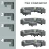 [VIDEO provided] 112*87" Sectional Sofa Couches Living Room Sets 7 Seats Modular Sectional Sofa with Ottoman L Shape Fabric Sofa Corner Couch Set with