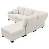 [VIDEO provided][New]89.8*60.2" Modern Sectional Sofa,5-Seat Modular Couch Set with Convertible Ottoman,L-Shape Linen Fabric Corner Couch Set with 2 P