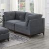 Ash Grey Chenille Fabric Modular Sofa Set 6pc Set Living Room Furniture Couch Sofa Loveseat 4x Corner Wedge 1x Armless Chair and 1x Ottoman Tufted Bac