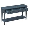 TREXM Classic Retro Style Console Table with Three Top Drawers and Open Style Bottom Shelf, Easy Assembly (Navy)