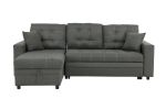 Ash Black Convertible Sectional Pull Out Bed Sofa Chaise Reversible Storage Chaise Polyfiber Tufted Couch Lounge