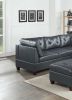 Contemporary Genuine Leather Black Tufted 6pc Modular Sectional Set 3x Corner Wedge 2x Armless Chair 1x Ottoman Living Room Furniture Sofa Couch