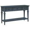 TREXM Classic Retro Style Console Table with Three Top Drawers and Open Style Bottom Shelf, Easy Assembly (Navy)