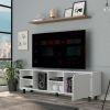 Valdivia Tv Stand for TV¬¥s up 70"; Four Open Shelves; Five Legs -White