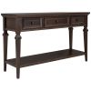 TREXM Classic Retro Style Console Table with Three Top Drawers and Open Style Bottom Shelf, Easy Assembly (Espresso)