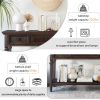 TREXM Classic Retro Style Console Table with Three Top Drawers and Open Style Bottom Shelf, Easy Assembly (Espresso)