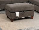 Sectional sofa Tan Color Velvet Fabric Reversible Chaise Sofa Sectional w Pillows Cocktail Storage Ottoman 3pc Set