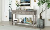 TREXM Classic Retro Style Console Table with Three Top Drawers and Open Style Bottom Shelf, Easy Assembly (Gray Wash)