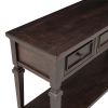 TREXM Classic Retro Style Console Table with Three Top Drawers and Open Style Bottom Shelf, Easy Assembly (Espresso)