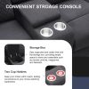 94.4" Home Theater Seating Modern Manual Recliner Sofa Chairs with Storage Box and Two Cup Holders for Living Room, Black