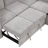 83.8" Sectional Pull-Out Sofa Bed L-Shaped Corner Sofa Couch with Storage Chaise, USB Ports, Power Sockets, Cup Holder for Living Room, Bedroom, Study