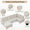 120" Modern U-Shaped Corner Sectional Sofa Upholstered Linen Fabric Sofa Couch for Living Room, Bedroom, Beige
