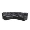 94.4" Home Theater Seating Modern Manual Recliner Sofa Chairs with Storage Box and Two Cup Holders for Living Room, Black