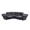 94.4" Home Theater Seating Modern Manual Recliner Sofa Chairs with Storage Box and Two Cup Holders for Living Room, Black
