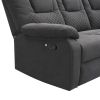 94.4" Home Theater Seating Modern Manual Recliner Sofa Chairs with Storage Box and Two Cup Holders for Living Room, Black