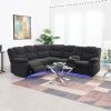 94.4" Home Theater Seating Modern Manual Recliner Sofa Chairs with Storage Box and Two Cup Holders for Living Room, Black