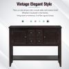 TREXM Cambridge Series Ample Storage Vintage Console Table with Four Small Drawers and Bottom Shelf for Living Rooms, Entrances and Kitchens (Espresso