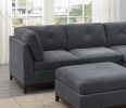 Ash Grey Chenille Fabric Modular Sectional 6pc Set Living Room Furniture Corner L-Sectional Couch 2x Corner Wedge 2x Armless Chairs and 2x Ottomans Tu
