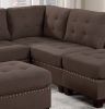 Contemporary Modular Sectional 8pc Set Living Room Furniture Corner L-Sectional Black Coffee Linen Like Fabric Tufted Nail heads 3x Corner Wedge 3x Ar