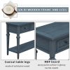 TREXM Classic Retro Style Console Table with Three Top Drawers and Open Style Bottom Shelf, Easy Assembly (Navy)