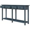 TREXM Rustic Brushed Texture Entryway Table Console Table with Drawer and Bottom Shelf for Living Room (Antique Navy)