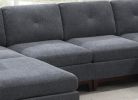 Ash Grey Chenille Fabric Modular Sectional 6pc Set Living Room Furniture U-Sectional Couch 2x Corner Wedge 2x Armless Chairs and 2x Ottomans Tufted Ba