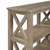 TREXM Console Table with 3-Tier Open Storage Spaces and 'X' Legs, Narrow Sofa Entry Table for Living Room, Entryway and Hallway (White Wash)