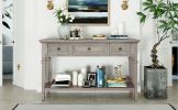 TREXM Classic Retro Style Console Table with Three Top Drawers and Open Style Bottom Shelf, Easy Assembly (Gray Wash)