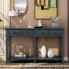 TREXM Rustic Brushed Texture Entryway Table Console Table with Drawer and Bottom Shelf for Living Room (Antique Navy)