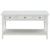 TREXM Classic Retro Style Console Table with Three Top Drawers and Open Style Bottom Shelf, Easy Assembly (Antique White)
