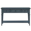 TREXM Classic Retro Style Console Table with Three Top Drawers and Open Style Bottom Shelf, Easy Assembly (Navy)