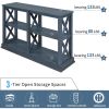 TREXM Console Table with 3-Tier Open Storage Spaces and "X" Legs, Narrow Sofa Entry Table for Living Room, Entryway and Hallway (Navy Blue)