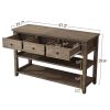 Console Table with Wood Frame and Legs; Sofa Table Entryway Table with 3 Drawers and 2 Open Shelves Wash Gray